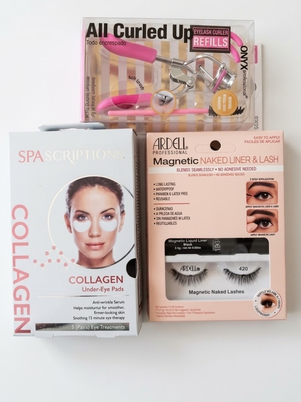 NWT ARDELL Magnetic Naked Liner & Lash SPASCRIPTIONS Eye Pads ONYX Lash Curler